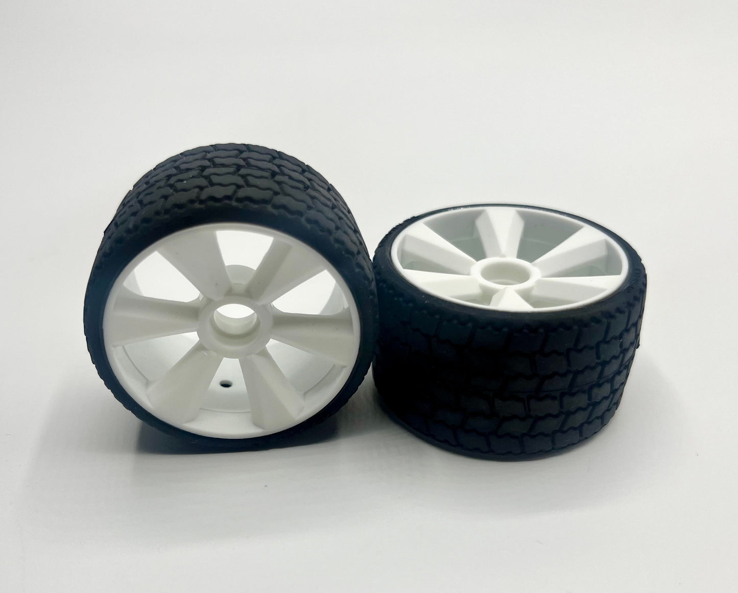TYPE12 12th scale rubber tires, (FRONT PAIR) white wheel (2), pre glued