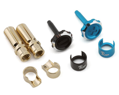 1UP Racing "Lockdown" Adjustable Bullet Plug Grips w/5mm Bullets (Bright Blue/Black)