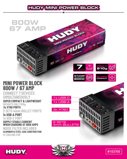 HUDY MINI POWER BLOCK 800W / 67 AMP - US PLUG